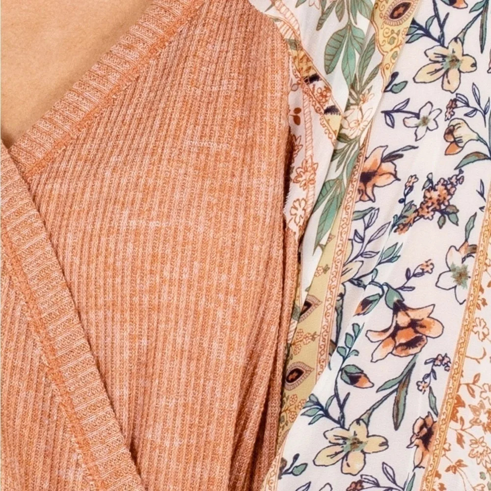 NWOT Blu Pepper | Burnt Orange Bohemian Top /bow Sz M - Picture 3 of 12
